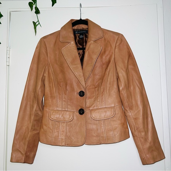 INC International Concepts Jackets & Blazers - International Concepts INC Women’s Tan Jacket 100% Leather